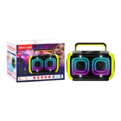 Dual 4 inch battery speaker with colorful light,  USB, TF, Bluetooth, FM, AUX